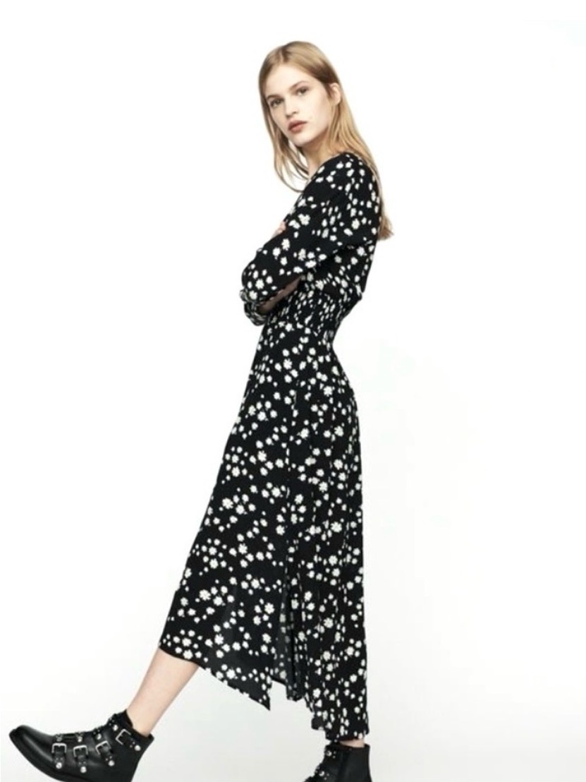 Maje Black And White Floral Maxi Dress